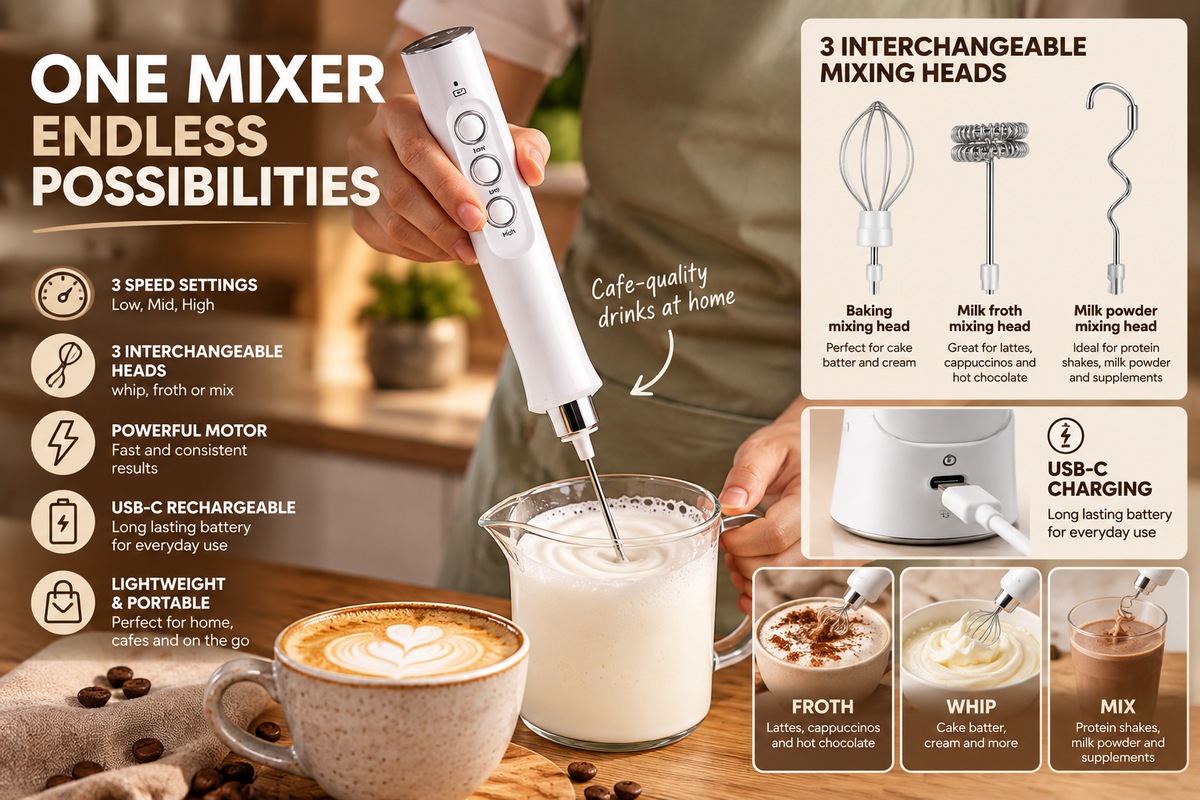 3-in-1 Rechargeable Electric Milk Frother