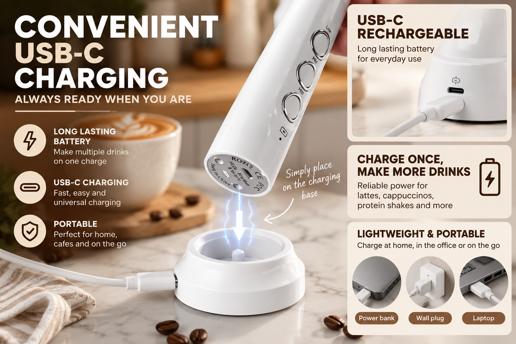 3-in-1 Rechargeable Electric Milk Frother