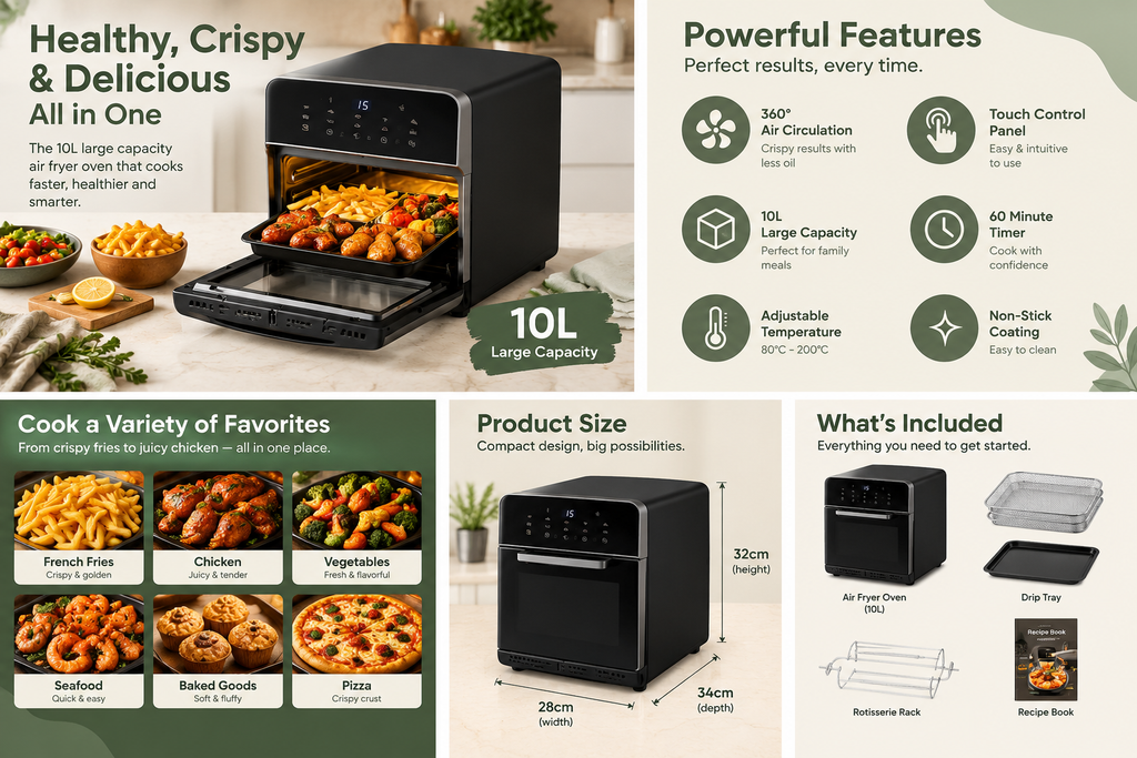 10L Large-Capacity Air Fryer Oven