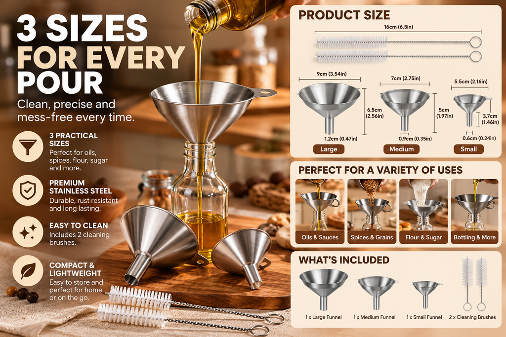 Stainless Steel Kitchen Funnel Set