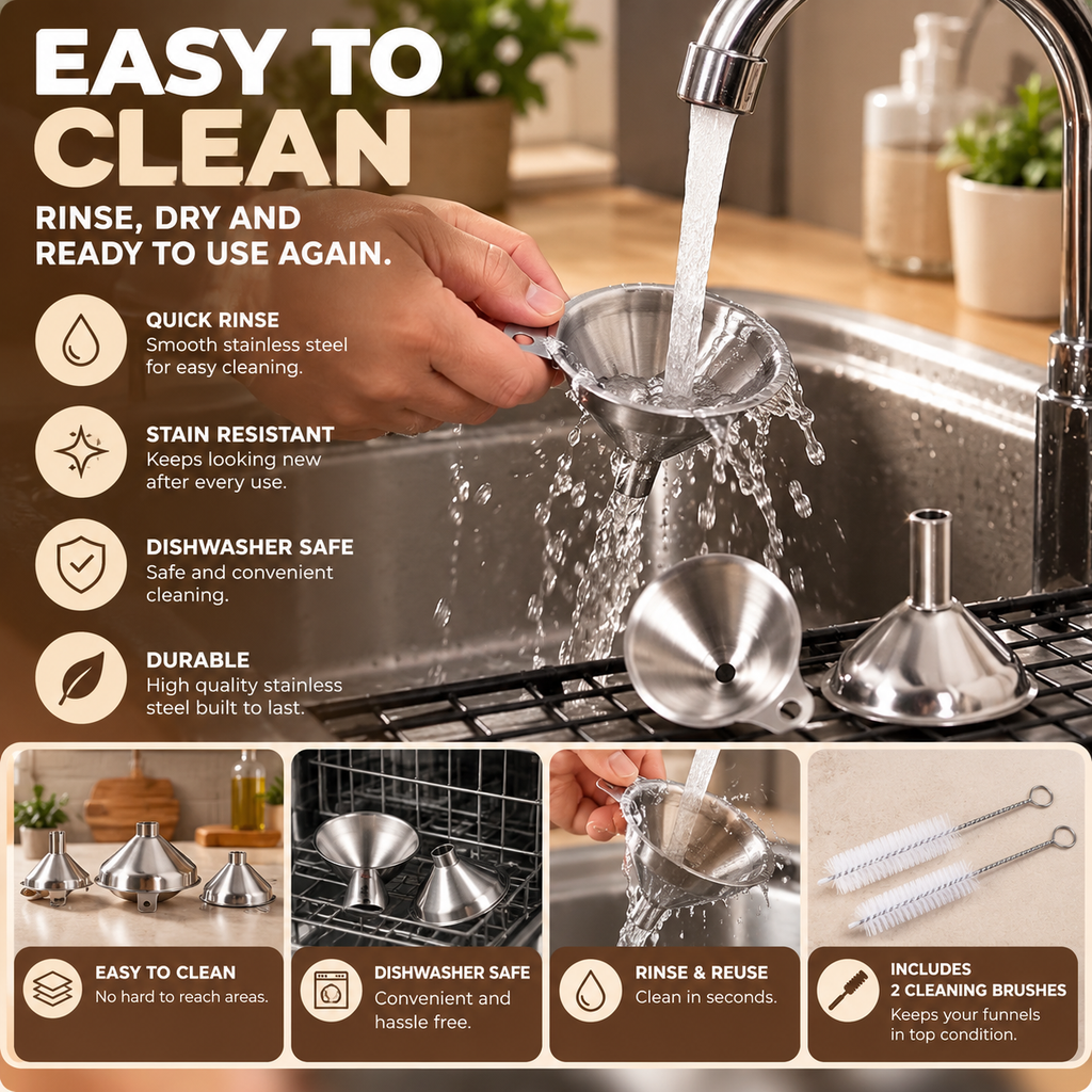 Stainless Steel Kitchen Funnel Set